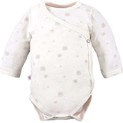Eevi Zavinovacie body Petite s dlhým rukávom ecru medvedíkmi