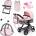 Bayer Doll stroller XEO, high chair, sleeping bag pink-grey 17030AB