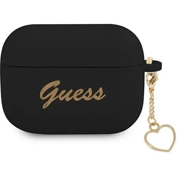 Guess Калъф Guess GUAPLSCHSK Silicone Charm Heart Collection, за Apple AirPods Pro, черен (GUE001882-0)