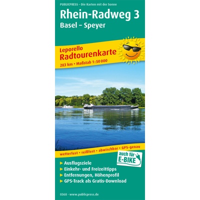 cyklomapa Rhein Radweg 3, Basel-Speyer 1:50 t. laminovaná