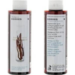 KORRES Шампоан за мазна коса със сладък корен и коприва , Korres Shampoo For Oily Hair Liquorice And Urtica 250 + 250 ml