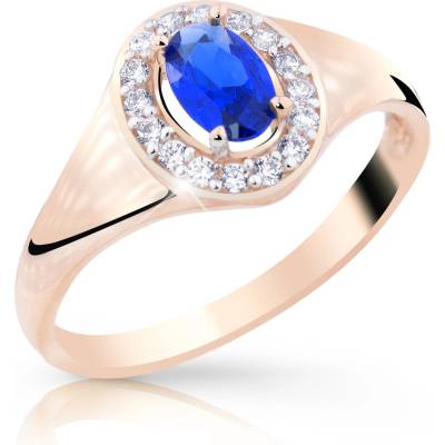 Cutie Jewellery gold Designově dámský prsten Z8055 ze zlata se zirkony Růžová Tmavě modrá