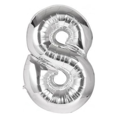 IMPAP Fóliový balónek 40 cm číslice 8 stříbrný 24226