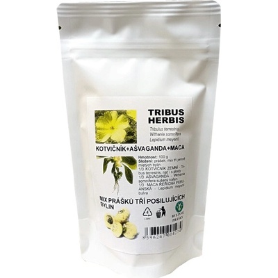 Zelené Drahokamy Tribus Herbis Kotvičník Ašvaganda Maca prášek 100 g