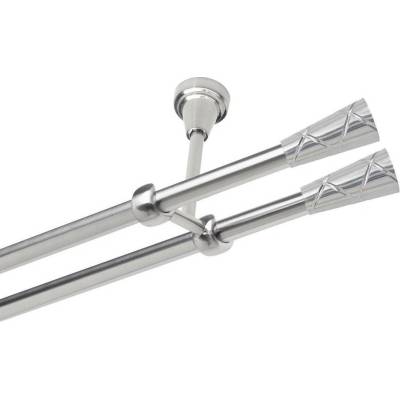 OK-GarnýžeCZ Garnýž kovová dvouřadá 19mm Trapezium double nerez 170 cm do stropu / na tunýlek - bez kroužků