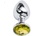 Sensual Метално дилдо Butt Plug "SILVER CRYSTAL YELLOW" 8 см. Размер-M