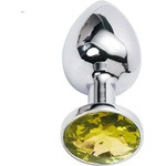 Sensual Метално дилдо Butt Plug "SILVER CRYSTAL YELLOW" 8 см. Размер-M