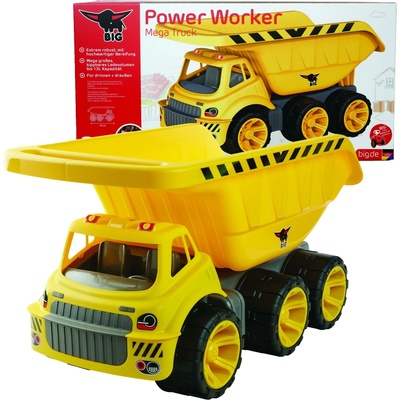 BIG Pracovní auto sklápěč Power Worker Mega Truckvelký nakládací prostor o objemu 12,8 l délka 65 cm od 24 měsíců
