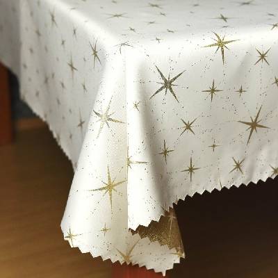 Polášek Ubrus vánoční bílá Z-2562 zlatá 100% polyester Bílá Vánoce 120x160cm