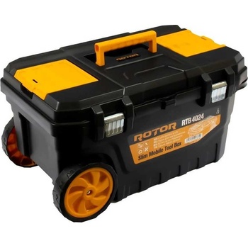 ROTOR Кутия за инструменти пластмасова, 650x400x350 мм, 91 л, ROTOR RTB-4024, с метални закопчалки и колела (ET14816)