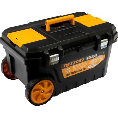 ROTOR Кутия за инструменти пластмасова, 650x400x350 мм, 91 л, ROTOR RTB-4024, с метални закопчалки и колела (ET14816)