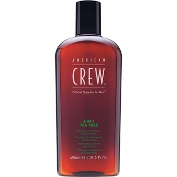 American Crew Шампоан, балсам и душ-гел 3 в 1, с чаено дърво, 450 ml