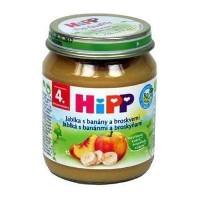 Hipp Bio jablká s banánmi a broskyňami ovocný príkrm 125 g