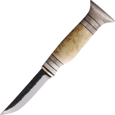 Wood Jewel Luxury knife with curly birch horn handle; handbeaten carbon steel 9,5 cm WJ23LUX95