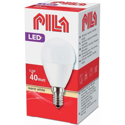 Pila LED žárovka 5,5W 40W E14 kapka teplá bílá