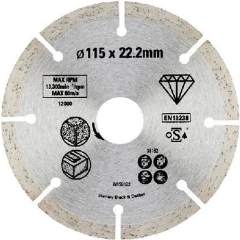 Stanley Diamantový kotouč segmentový 115 x 22,2 mm STA38162