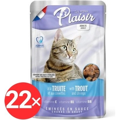 Plaisir Cat pstruh krevety v omáčke 22 x 100 g