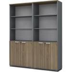 TopMebel Venturo TopMebel офисна библиотека от меламин в антрацит - орех цвят 160x40x200cm