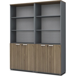 TopMebel Venturo TopMebel офисна библиотека от меламин в антрацит - орех цвят 160x40x200cm