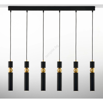 JUPITER 2005 - Пендел ALAS 6xGU10/10W/230V черен/златист (10702005)