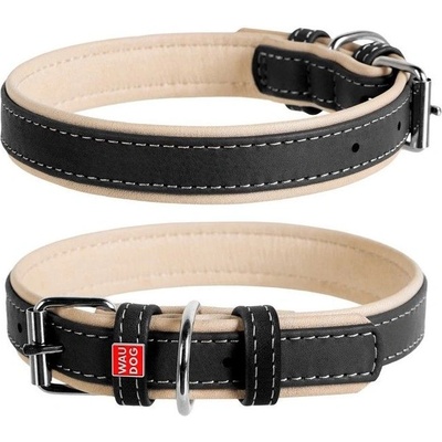 COLLAR Кожен нашийник WAU DOG Soft 38-49 см, 25 мм черно-бежов