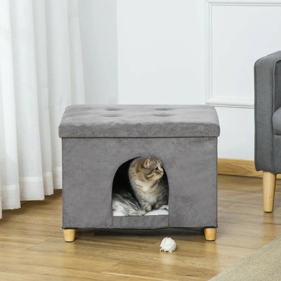 PawHut Kočičí domeček šedý 60 x 45 x 44,5 cm – Zbozi.Blesk.cz