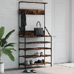 vidaXL Стойка за дрехи и рафт за обувки, опушен дъб, 90x34x184 см (837879)