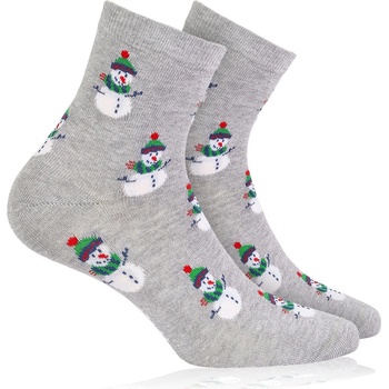 WOLA Dětské ponožky se zimním vzorem SNĚHULÁCI šedý melír