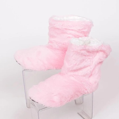 Дамски домашни пантофи-боти в розово