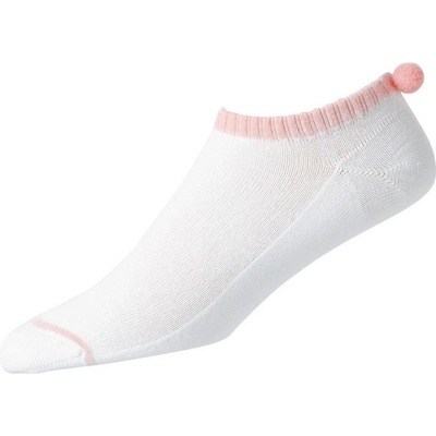 Footjoy dámske ponožky PRODRY LIGHTWEIGHT POMPOM biele s ružovým prúžkom