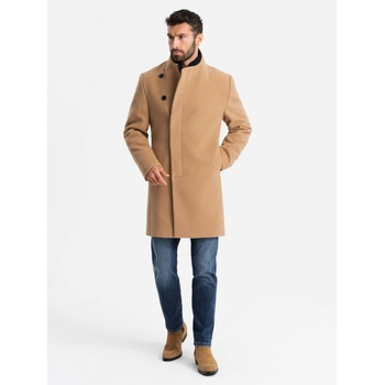 Ombre Clothing Мъжко палто с асиметрично закопчаване и висока яка светлокафяво Ombre Clothing Ombre Clothing | Kafyav | МЪЖЕ | M