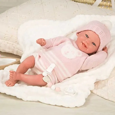 Arias Кукла-бебе Адриана с розов плетен костюм и аксесоари - 40 см