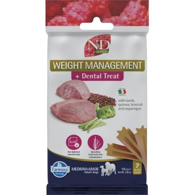 N&D Quinoa Dog Dental Snack Weight Management M/L Lamb 100 g