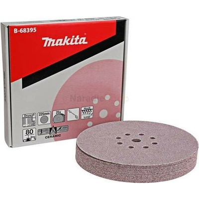 MAKITA B-68395 Brúsny papier K-80 / D-225mm (8+1 otvorov, na sadrokartón, stierku ) (v balení: 25ks) - MAKITA B-68395