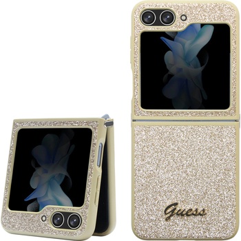 Image 1 of GUESS Гръб Guess PC/TPU Glitter Flakes Metal Logo Case за Samsung Galaxy Z Flip 5 - Златист