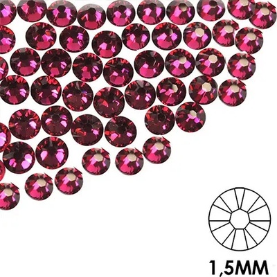 IngiNails Ozdobné kamienky na nechty 1,5 mm cyklamenovo ružové 50 ks