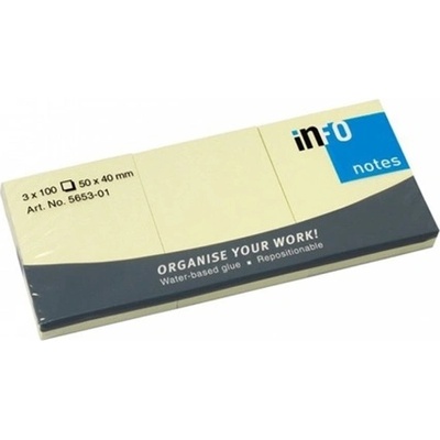 Info Самозалепващи листчета Info, 300л. , размер 40x50mm, жълти (OK27127)