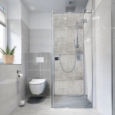 mySPOTTI Samolepiaca PVC tapeta do kúpeľnefresh Concrete Plates 100x255 cm
