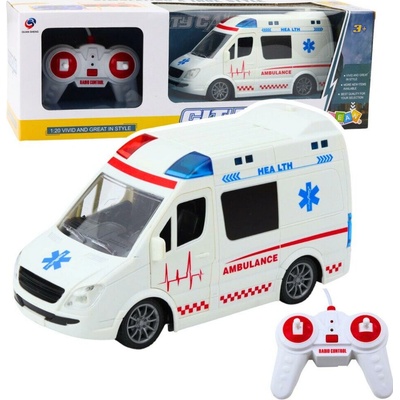 LeanToys Dálkové ovládání Sanitka RC Světla Zvuky Bílá 1:20