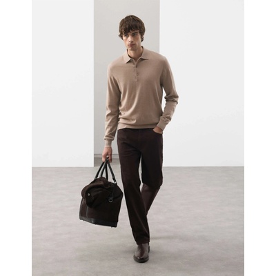 Marks & Spencer Поло тениска от чиста извънредно фина вълна мерино Marks & Spencer кафява Marks & Spencer | Kafyav | МЪЖЕ | S REG