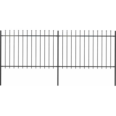 vidaXL Zahradní plot s kopím nahoře ocelový 337 x 120 cm černý