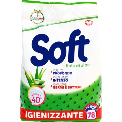 Soft Aloe Vera prací prášok Prírodné mydlo a Aloe Vera svetlé prádlo 4,68kg 78 PD