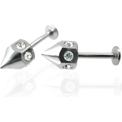 Šperky eshop piercing labret do brady se zirkony po obvodu hrotu čirý E18.12