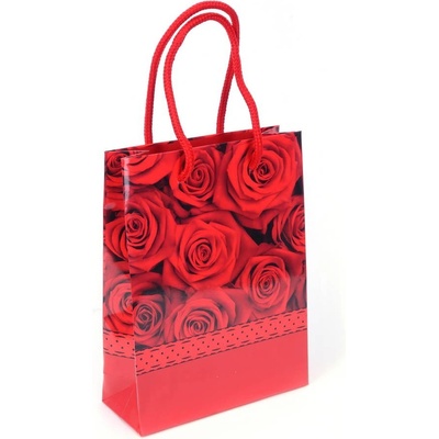Екстрапак 15 х 20 см гланцово ламинирана подаръчна чанта с декор "Червени рози (35262)