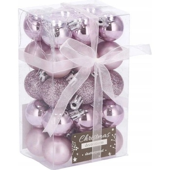 SPRINGOS Vianočné gule mix 3 cm ružové 30-dielna sada