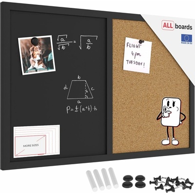 ALLboards Tabule COMBI - korek a magnetická černá tabule 60 x 40 cmTMK64_0001