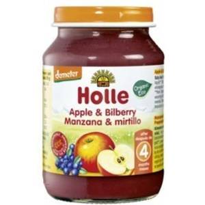 Holle Био плодово пюре Holle - Ябълки и боровинка, 190 g (4972) - ozone