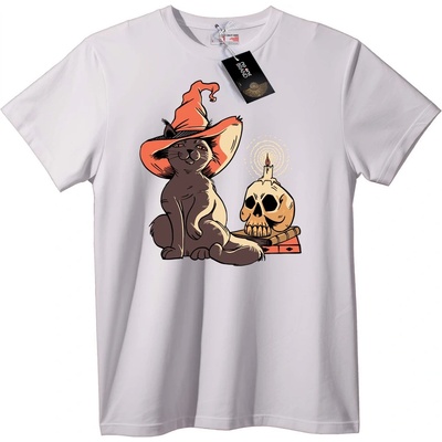 NOONEBRAND Тениска Вещерска котка и skull за Halloween - 2XL, Black