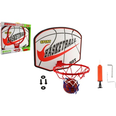 Teddies Basketbalový kôš drevo/kov/sieťka/lopta s pumpičkou