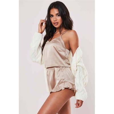 Underwear Wind Дамска сатенена пижама - Бежова #310439 (310439_Бежов)